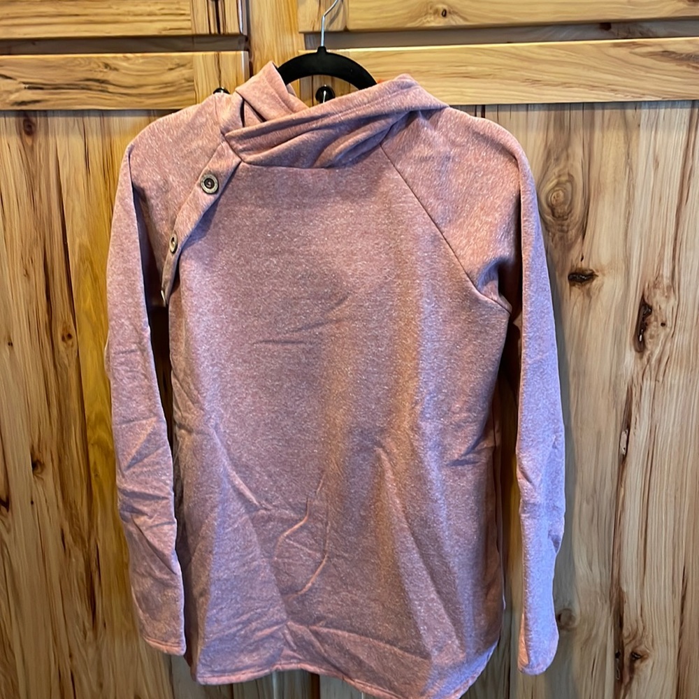 Hooded sweatshirt with button detail
